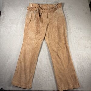 Jerry Lewis Suede Leather Pants Tan Studded Belt High Rise Size 18 Western